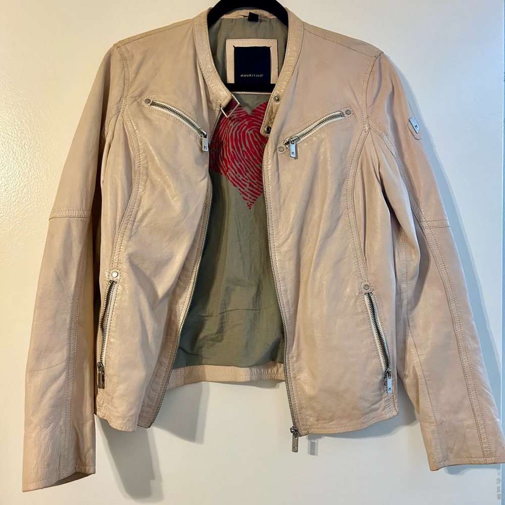 Mauritius Women's Cream Leather Jacket